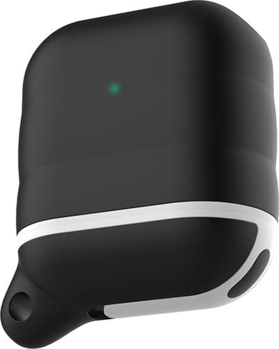 AirPods hoesjes van By Qubix - AirPods 1/2 hoesje siliconen waterproof series - soft case - zwart + wit Airpods Case Hoesje voor Airpods Airpods 1