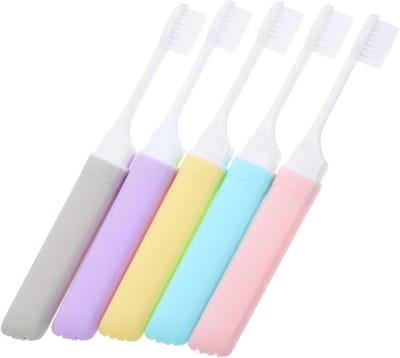 Opvouwbare Tandenborstels - Reis Tandenborstel Set - Reizen en Kamperen - Hygiënisch Opvouwbaar Ontwerp - 5-Pack - Gemengde Kleuren
