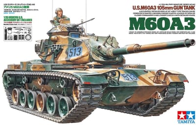Tamiya Modelbouwpakket Militaire voertuigen - 35140 M60A3 105mm Gun Tank met Modern U.S. Accessoire Set en 1 Figuur - Amerikaanse Gevechtstank Plastic - 1:35 - Modelbouw
