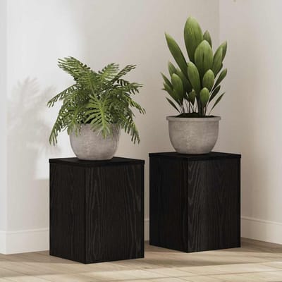 vidaXL - Plantenstand - 2 - st - Zwart - eiken - 25 - x - 25 - x - 35 - cm - Bewerkt - hout
