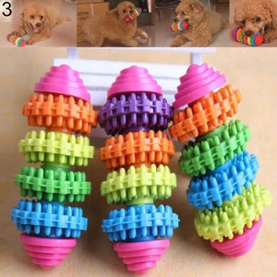Puppy Pet Dog Kleurrijke tandheelkundige tandjes Gezonde tanden Kauwen Training Speelbal speelgoed pack-4