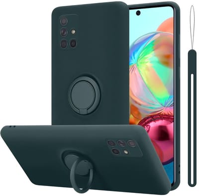 Cadorabo Hoesje geschikt voor Samsung Galaxy A51 4G / M40s in LIQUID GROEN - Beschermhoes van flexibel TPU silicone Case Cover met ring