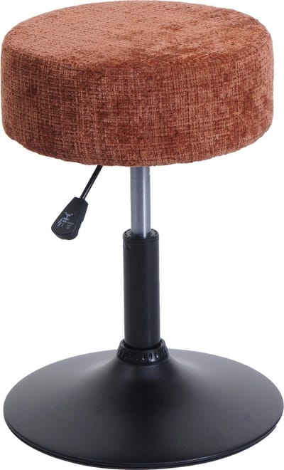Kruk MCW-C22, kruk make-up kruk, in hoogte verstelbaar draaibaar Ø 37cm stof chenille (465g/m²) MVG ~ terracotta