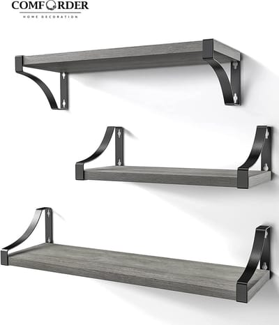 Comforder Zwevende Wandplank - 3 Stuks - 28/35/42 cm Lang - Boekenplank - Wandrek - Paulownia Hout