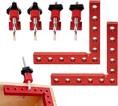 Dailygoods- Positioneringshoek 90° - Aluminium Positioneringsbeugel - 140 mm Houtbewerkingsklem - Meetlat voor Nauwkeurige Uitlijning - Set van 2 - Eenvoudige bediening bij het uitlijnen - Hoekspanner