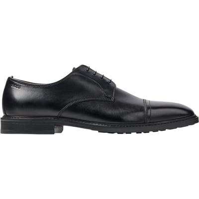 Boss Heren Leren Derby Schoenen (Zwart)