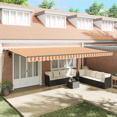 vidaXL - Uitschuifbare - luifel - Geel - en - Oranje - 600 - × - 300 - cm
