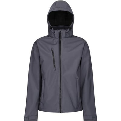 Regatta Venturer Jas met Kap en Zachte Shell Jas voor heren (Afdichting Grijs/Zwart)