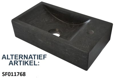 Sanifun Meyer Hardstenen Wastafel 400 x 220 mm Rechts – Zwart Fontein Hangend