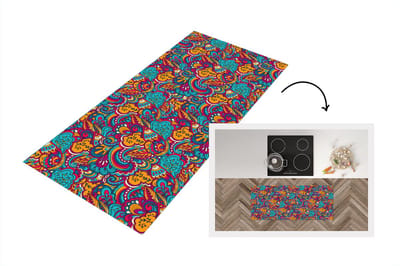 Keukenloper - Loper keuken - Hippie - Flora - Abstract - Patroon - 120x50 cm - Keukenloper vinyl