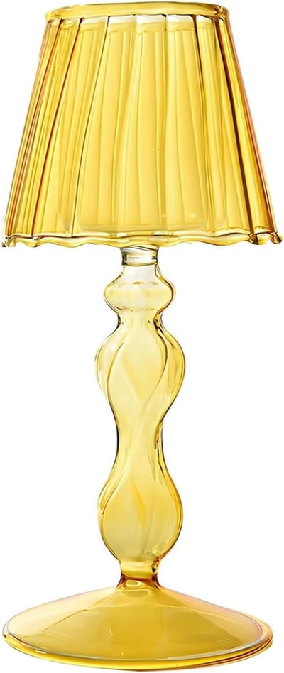 Glazen Kaarshouder - Theelicht Houder - Sfeerverlichting Creëren - Lampvorm Design - 73 inch Hoog - Geel