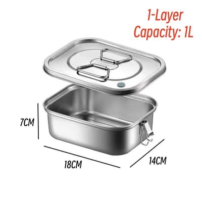 Boîte à déjeuner Bento en acier inoxydable 304 pour enfants et adultes, portable, double couche, scellée, pour pique-nique, conservation des aliments gray