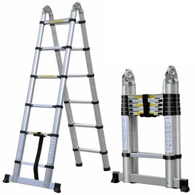 ACEP Vouwladder - Ladder - Vouwladder aluminium - tot 150KG - Trapladder - Anti slip - 3.8M - Telescopische vouwladder - Roestvrij staal