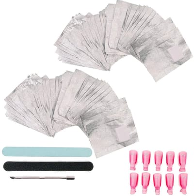 Dailygoods- Gelnagelwikkelfolie 200 Stuks - Wattenschijfjes - Nagelclips - Nagelvijl/Buffer - Nagelriemduwer - Dikke/Duurzame Folie - Nagelremover