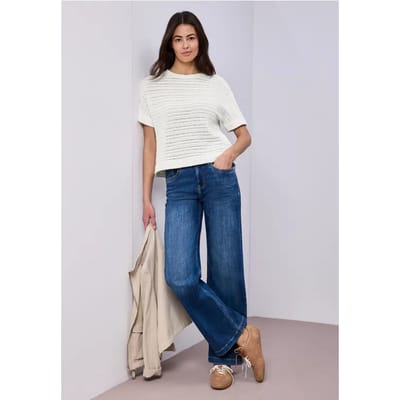 Shirt met ronde hals en structuur
