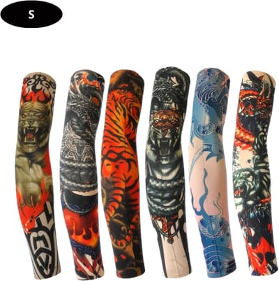 Nivard Tattoo Sleeve - Voor Volwassenen - Mouw - Tatoeage - Arm Warmer - Zonbescherming - UV Beschermend - 6 Stuks - Maat S