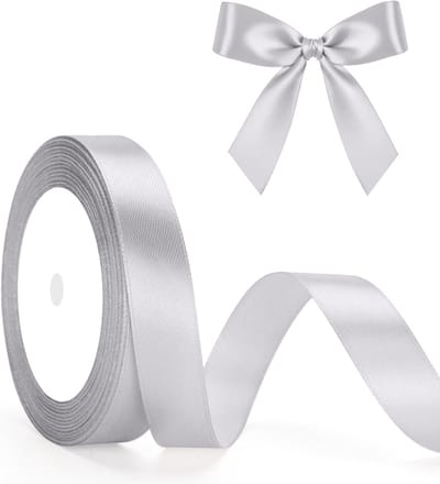 Decoratieve Zijden Lint in Zilvergrijs van 20mm - 22m voor Cadeauverpakking, Knutselen en Versiering