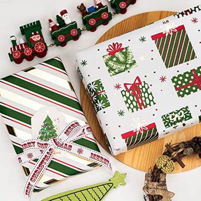 Inpakpapierrol Groen met Glitter - 4 Rollen 76 cm x 305 cm