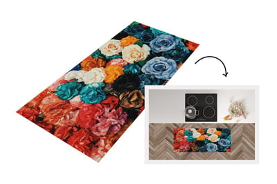Keukenloper - Loper keuken - Muur - Rozen - Abstract - 120x50 cm - Keukenloper vinyl