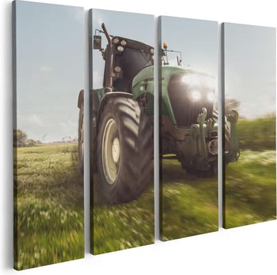 Artaza Canvas Schilderij Vierluik Glazen met Sterke Drank - Flessen - 80x60 - Foto Op Canvas - Canvas Print