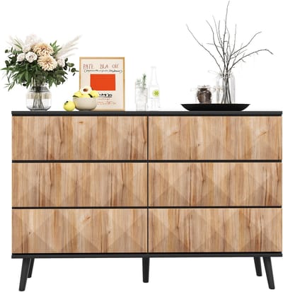 Sideboard - Zwart & Houtkleur - Verhoogde Deuren - Metalen Poten - Opslag voor Woonkamer & Eetkamer