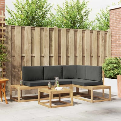 vidaXL - Buiten - bank - set - 4 - Stuk - Wit - en - antracietkleurig - Polyester
