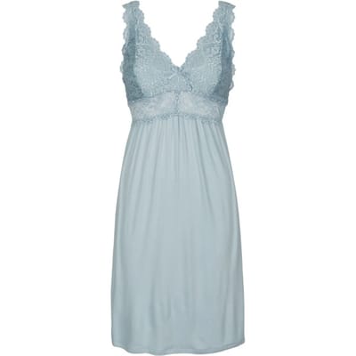 By Louise Slipdress Dames Nachthemd Met Kant Blauw - Maat M