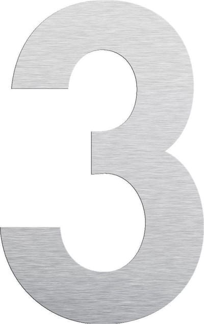 Huisnummer 15 cm - Nummer 3 - RVS mat geborsteld