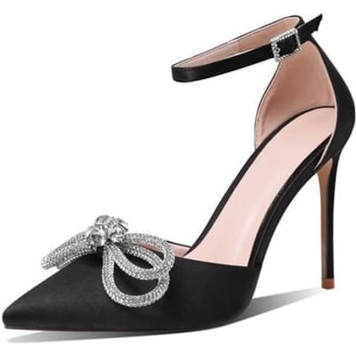 Lente / Herfst Dames Schoenen Mode Vlinder -Knoop Smalle Band Bling Patchwork Kruis -Geknoopt Spitse Neus Pumps 35 zwart