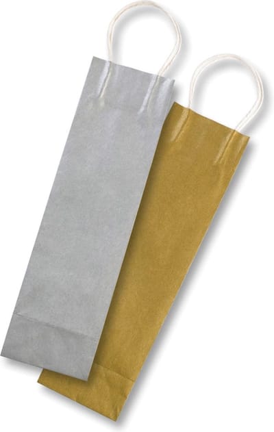 Folia Geschenkzak voor flessen goud en zilver