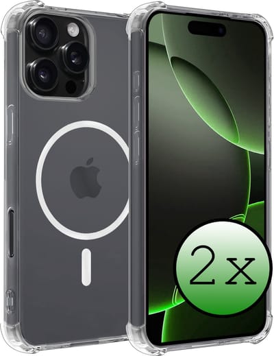 Hoesje 2 Stuks - Geschikt voor Apple iPhone 16 Pro - Magsafe Compatible - Sterk & Shockproof - Back Cover - Shock Proof Case - Telefoon Hoes - Transparant