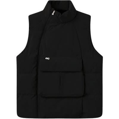 Opstaande Kraag Plus Vet Grote Maat Vest Jas Vest Heren Herfst en Winter Dons Katoen Vest Grote Maat 2XL black