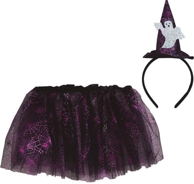 Fiestas Guirca - Meisjes ghost set tutu en tiara - 30 cm - Carnavalskleding - Carnaval - carnavalskleding 2027 - Carnaval kostuum