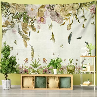 Vintage Groen Tropische Planten Wandtapijt Muurhanger Psychedelische Hekserij Mysterie Slaapzaal Woonkamer Huisdecoratie 95x70cm