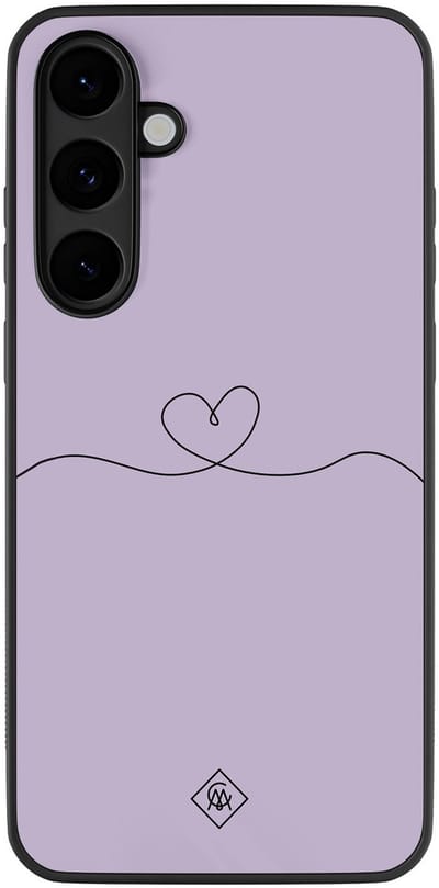 Casimoda® hoesje - Geschikt voor Samsung Galaxy S25 FE - Hart Lila - Zwart TPU Backcover - Geen opdruk - Bruin/beige