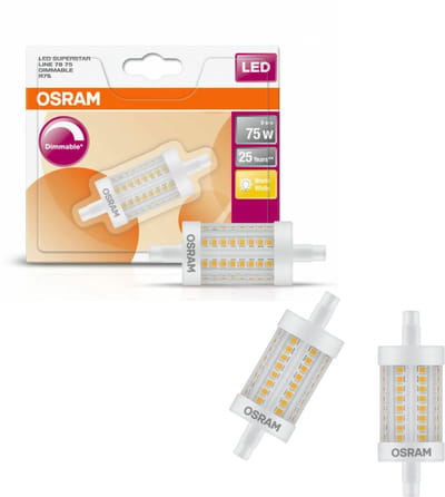 3x Osram Star Line R7s LED – 78mm Staafje – 8.5W (75W) – 1055 Lumen – Warm Wit – Dimbaar