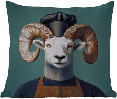 Buitenkussen Weerbestendig - Geit - Hoorns - Kokskleding - 50x50 cm