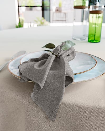 Mistral Home - SERVET - linnenlook - 43 x 43 cm - effen kleur - zwart