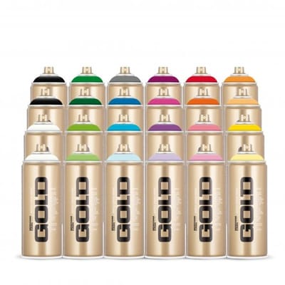 Montana Gold Spuitbussen pakket - 24 kleuren lage druk en matte afwerking graffiti spuitverf - 400ml