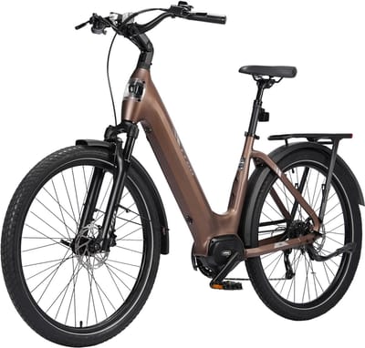 Elektrische Fiets TTGO Z5 - 250W MiddenMotor Stadsfiets - 36V18Ah Accu - 27.5 Inch Banden - Max Snelheid 25km/u - Max Bereik 110-130km - Shimano 9 Versnellingen - Bruin