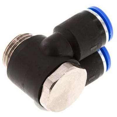 12mm x G1/2'' Double 90deg Elbow Messing/PA 66 Insteekfitting Buitendraad Draaibaar NBR
