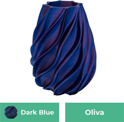 Oliva organische vaas – Decoratieve vaas - Donker blauw - 3d geprinte vaas – geschikt voor droogbloemen - 20CM