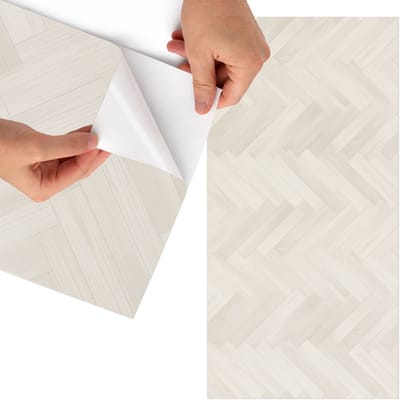 Tulup Meubelfolie - Licht visgraatpatroon Wrapfolie Keuken - 75x150 cm - Beige Meubelfolie - Decoratiefolie Zelfklevend - Minimalist Meubelfolie - Meubelfolie Zelfklevend - Badkamer decoratie - Texturen