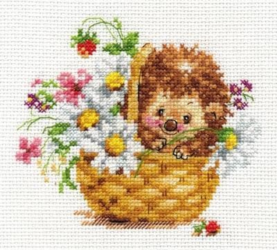 Borduurpakket Hedgehog in daisies - Alisa