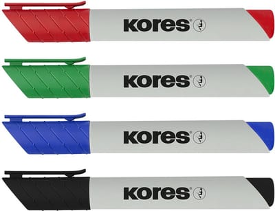 KORES Whiteboard markers "ECO XW1" - 90% recycled plastic - 3mm ronde punt - set à 4 kleuren