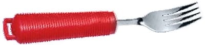 Dailygoody - Rode Handled Cutlery Vork - Handvat Met Goede Grip - Latexvrij - Geschikt Voor Kinderen En Volwassenen - Vaatwasmachinebestendig - Helder