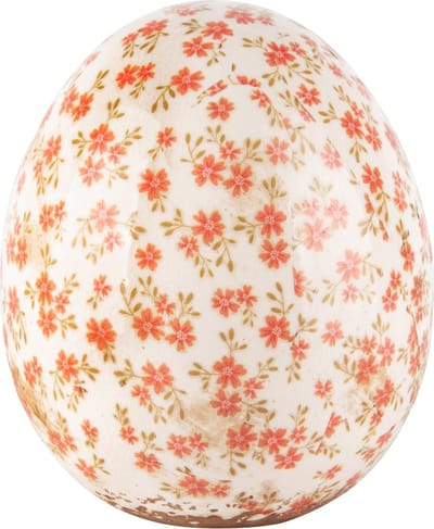 Dekoratief | Deco ei 'Tiny Red Flowers', keramiek, 14x14x16cm | A240834