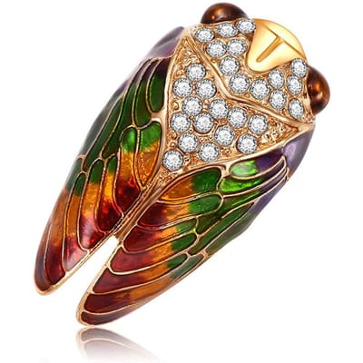 Corsage Strass Cigale d'Été Mignon Rétro Exquis Broche Animale Haut de Gamme beige