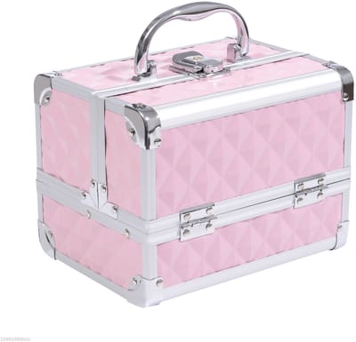 HOMCOM Make-upkoffer - Aluminiumlegering - 20x15x15cm - Roze