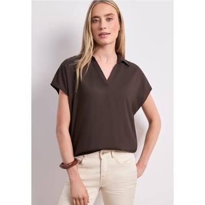 Blouseshirt met overhemdkraag en elastische zoom